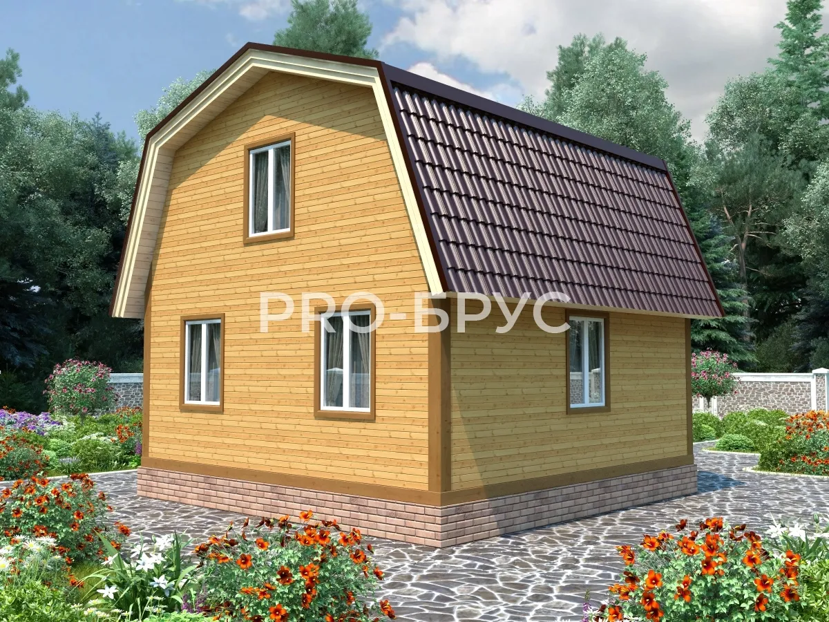 Проект дома из бруса - 6х6 - «Быково» - 64 м² - вид слева