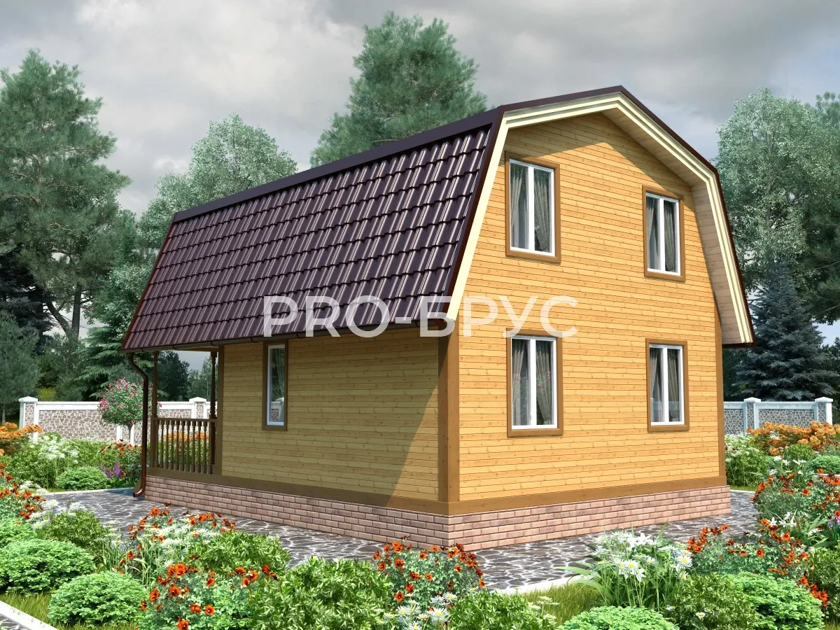 Проект дома из бруса - 6х8 - «Романово» - 82 м² - вид слева