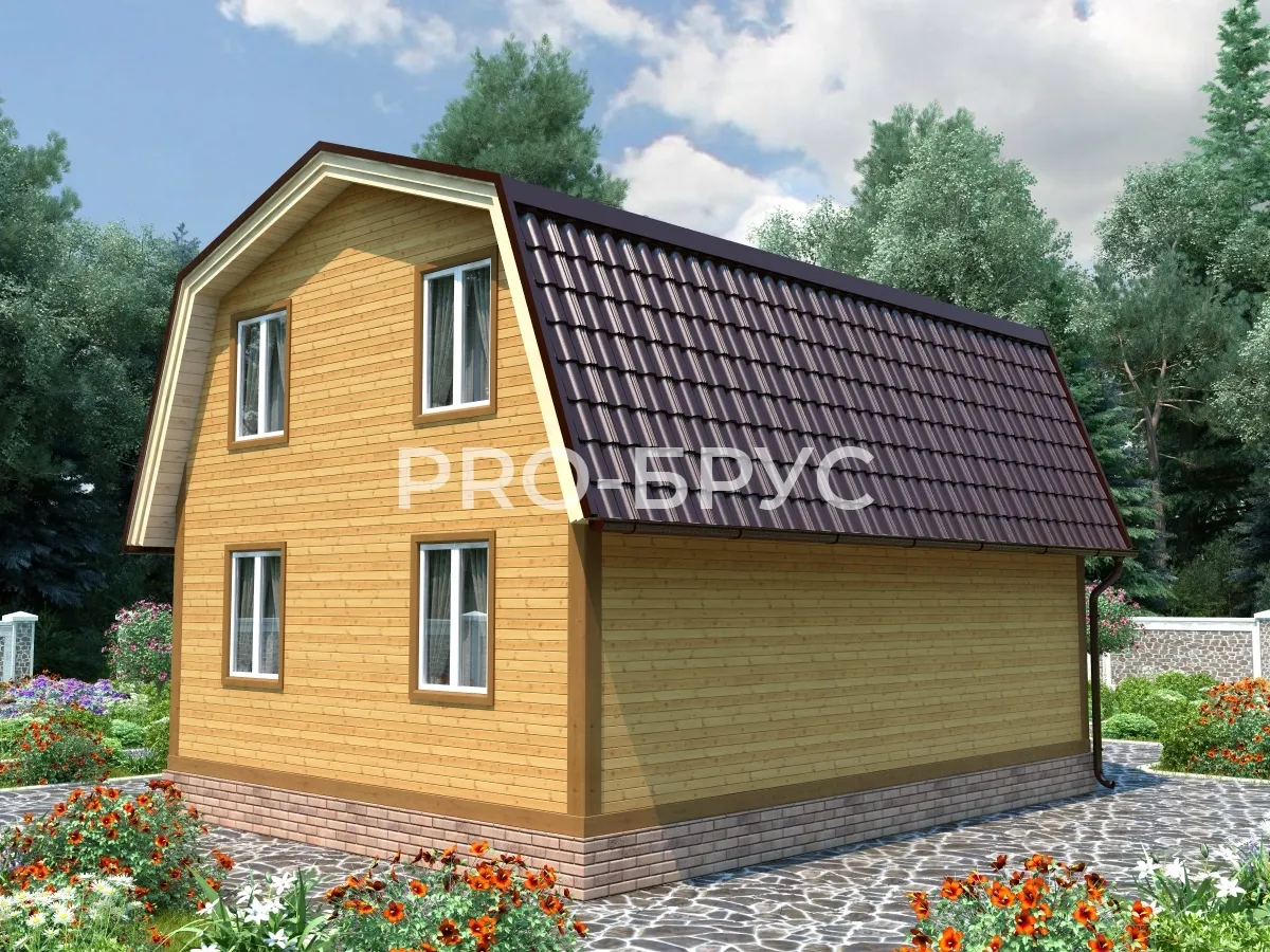Проект дома из бруса - 6х8 - «Романово» - 82 м² - вид сзади