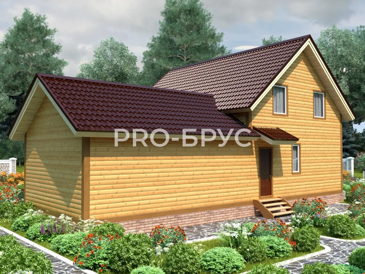 Проект дома из бруса - 9х14 - «Ильинское-Усово» - 145 м² - вид слева