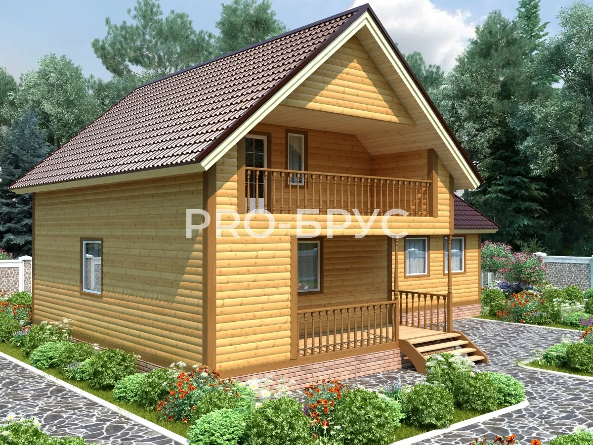 Проект дома из бруса - 9х14 - «Зайцево» - 145 м² - вид спереди