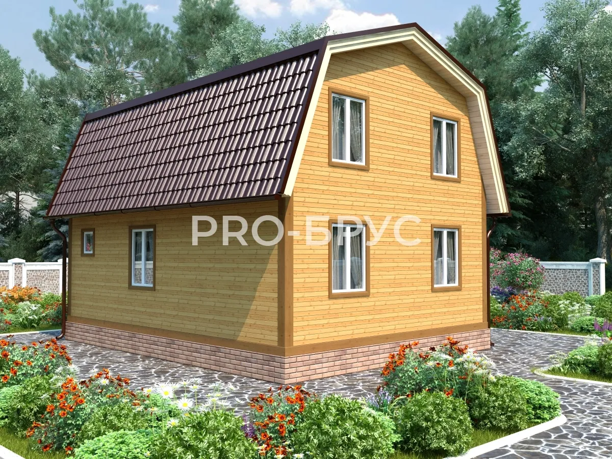Проект дома из бруса - 7х8 - «Лаврово» - 84 м² - вид слева