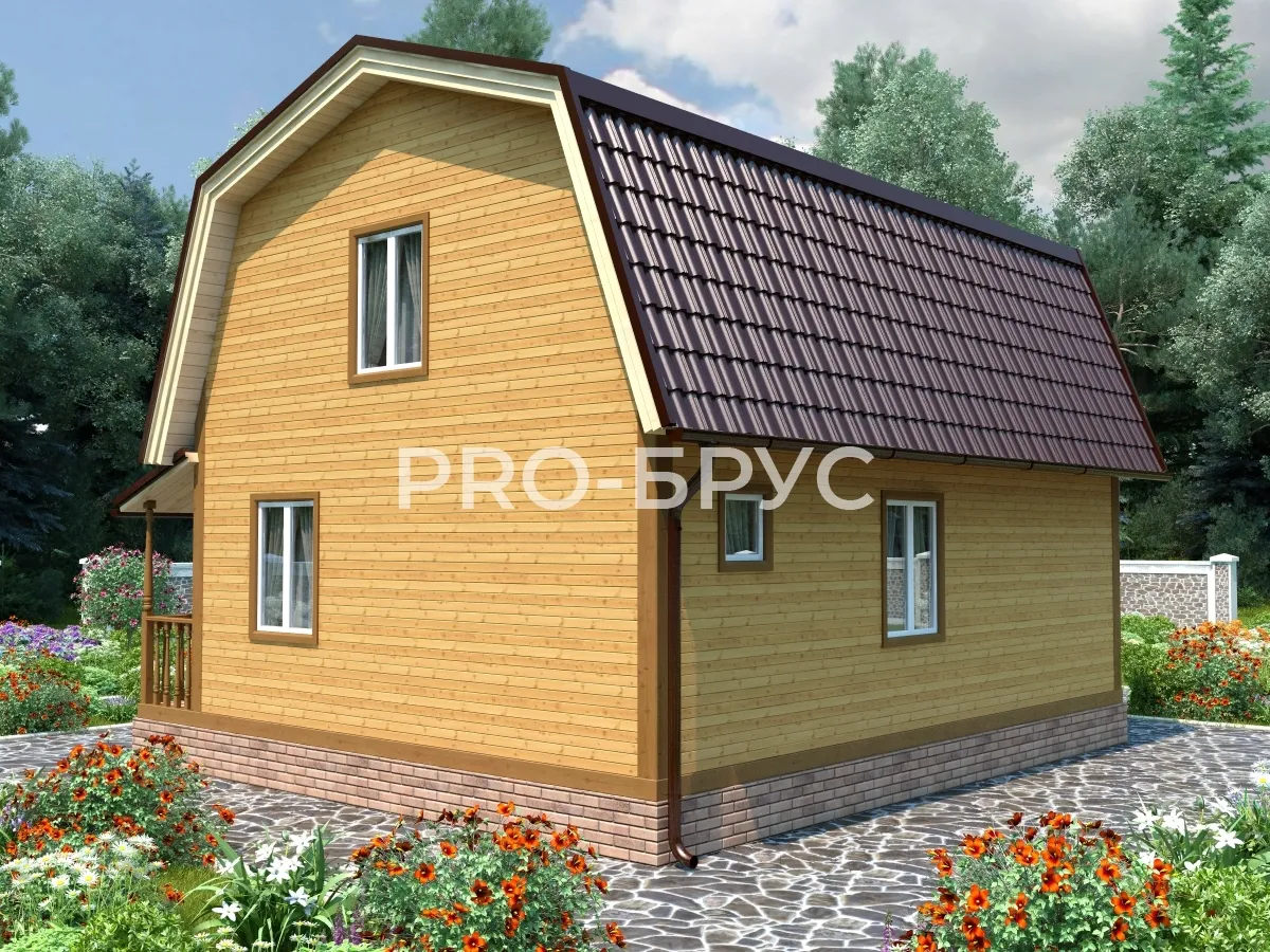 Проект дома из бруса - 7х8 - «Лаврово» - 84 м² - вид сзади