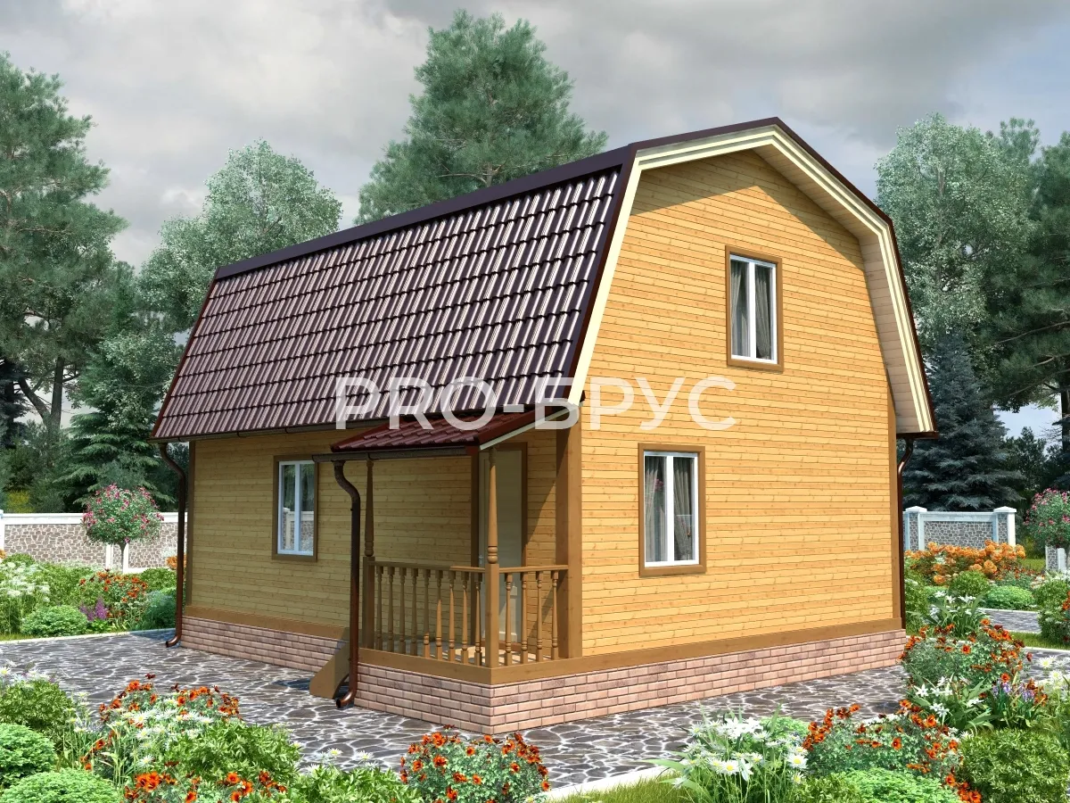 Проект дома из бруса - 7х8 - «Лаврово» - 84 м² - вид спереди