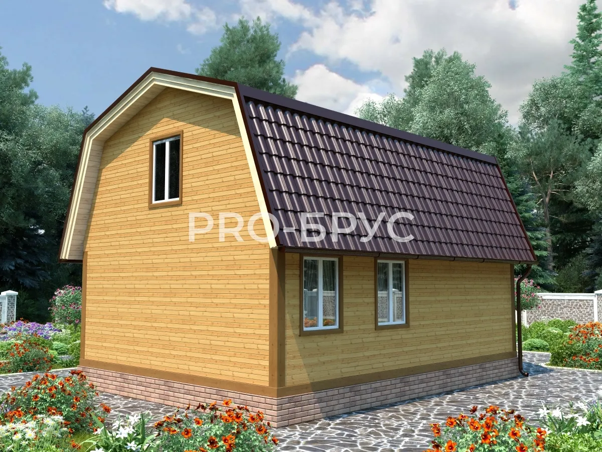 Проект дома из бруса - 6х9 - «Подольское» - 83 м² - вид слева