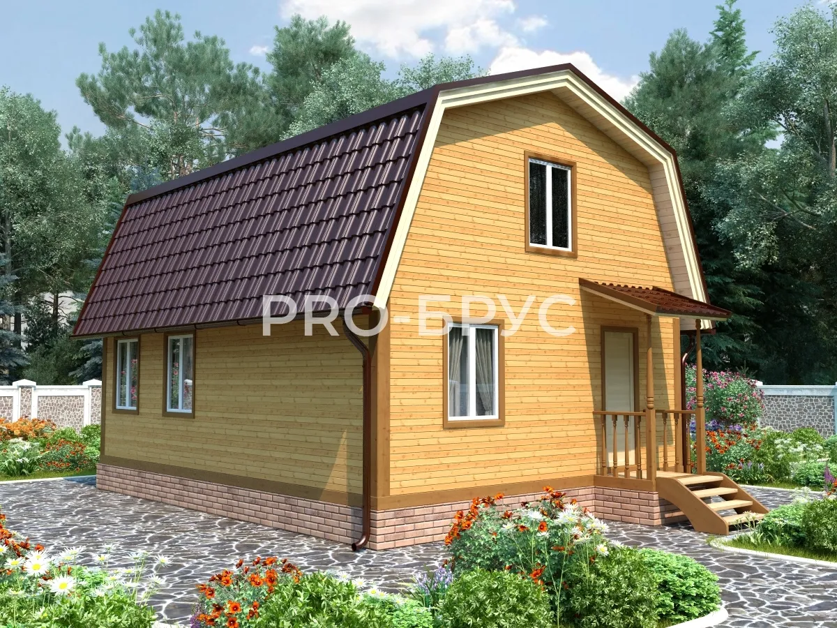 Проект дома из бруса - 6х9 - «Ольгино» - 83 м² - вид спереди
