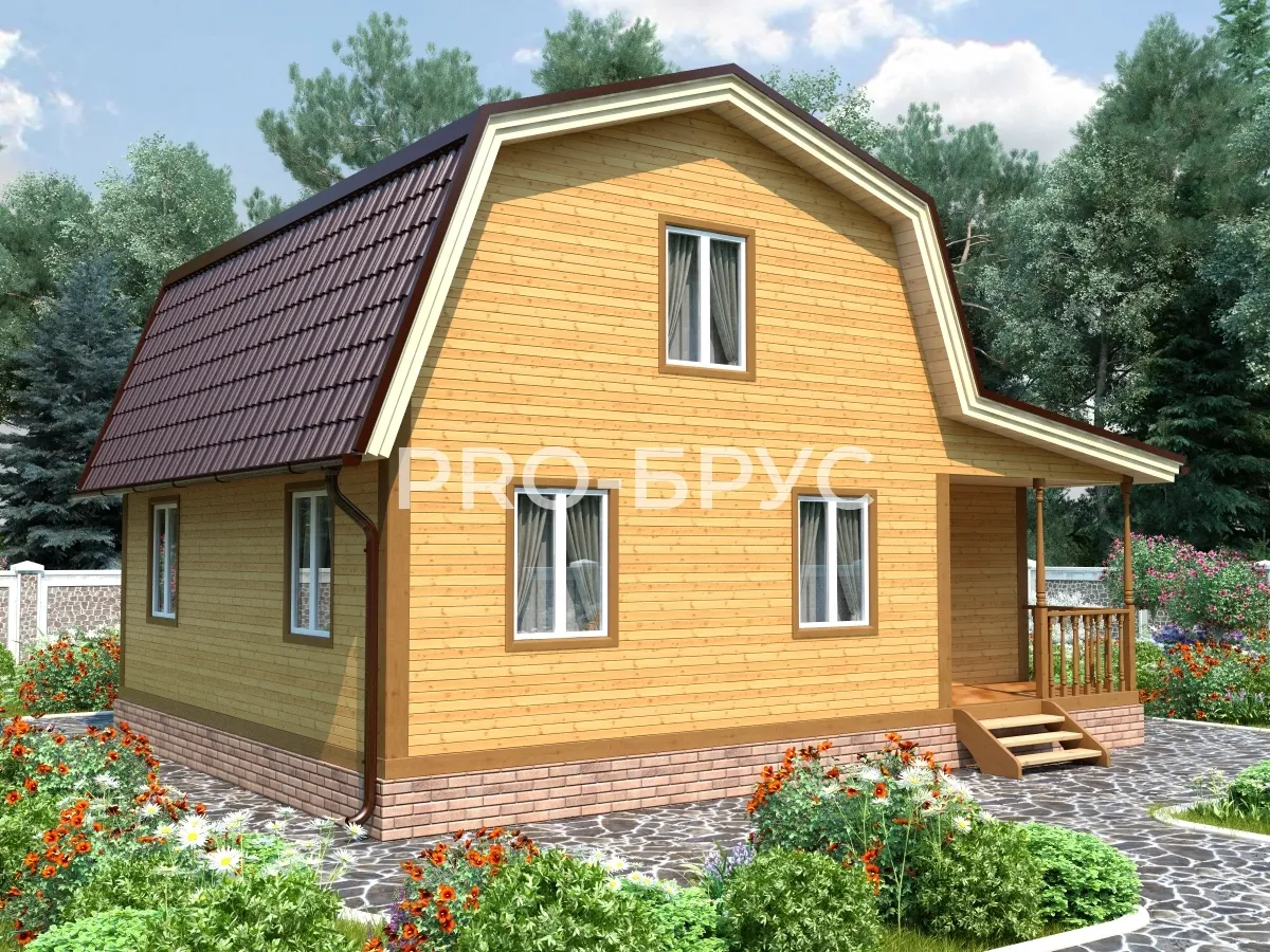 Проект дома из бруса - 7х9 - «Петрово-Дальнее» - 96 м² - вид слева