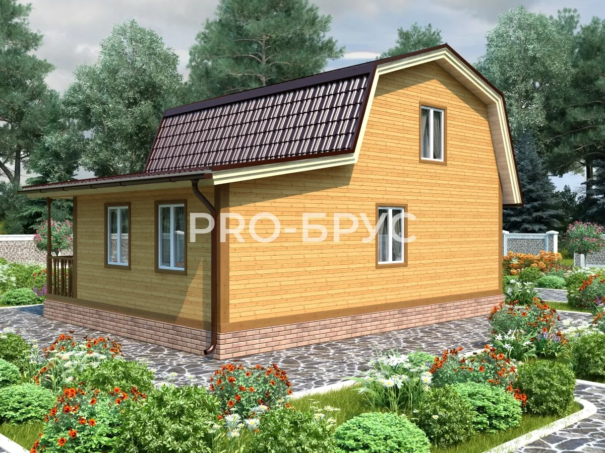 Проект дома из бруса - 7х9 - «Новая» - 96 м² - вид спереди