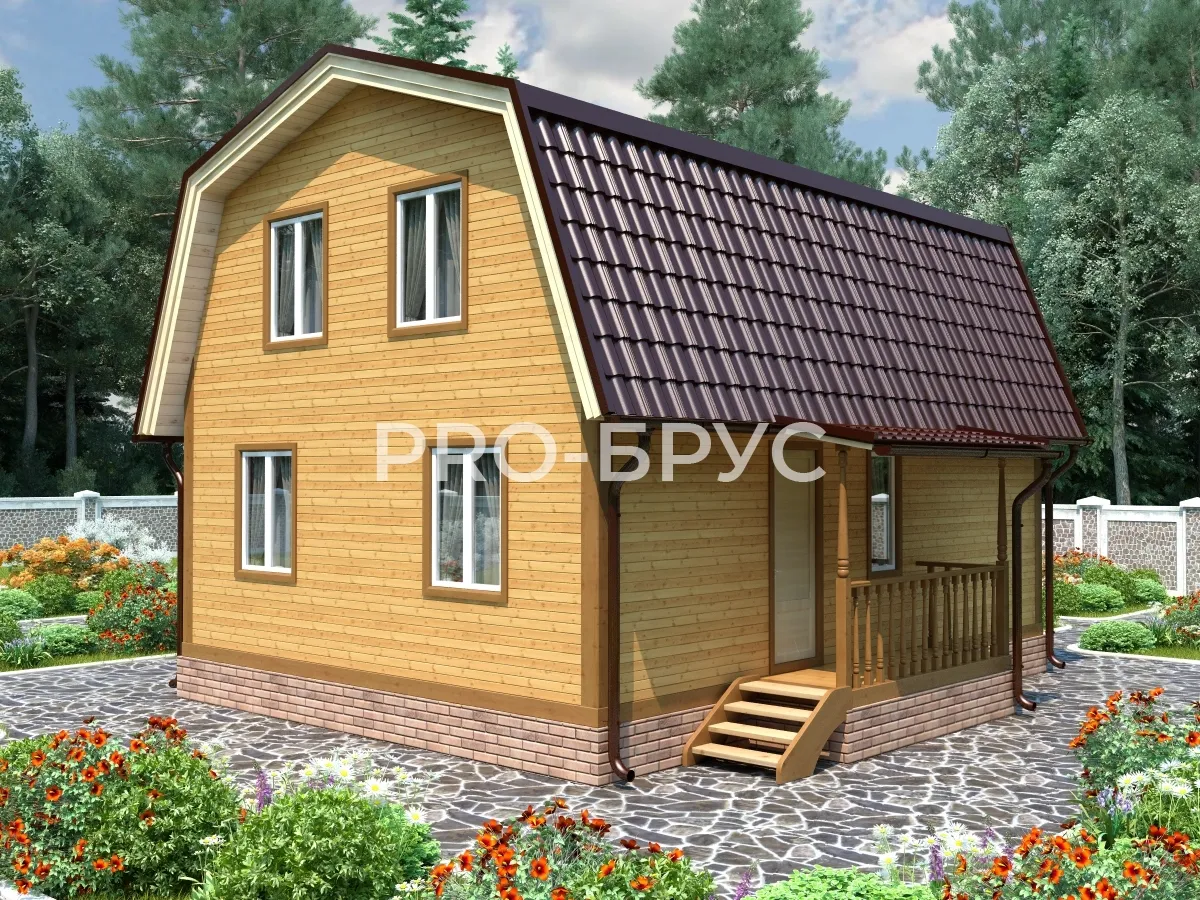 Проект дома из бруса - 7х8 - «Юдино» - 85 м² - главный вид