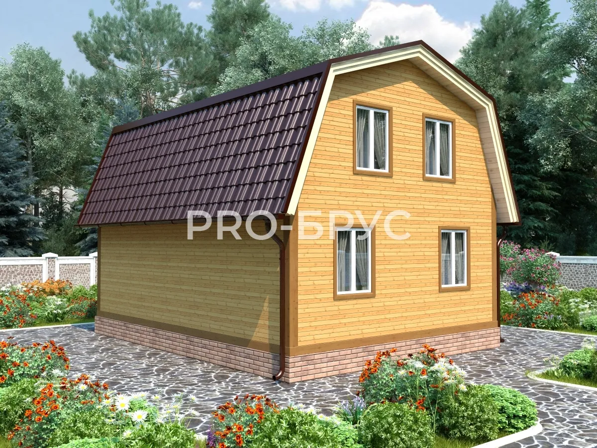 Проект дома из бруса - 7х8 - «Юдино» - 85 м² - вид слева