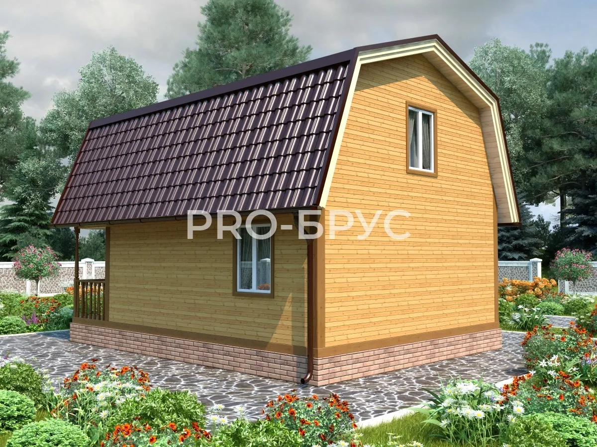 Проект дома из бруса - 6х8 - «Заречный» - 84 м² - вид слева