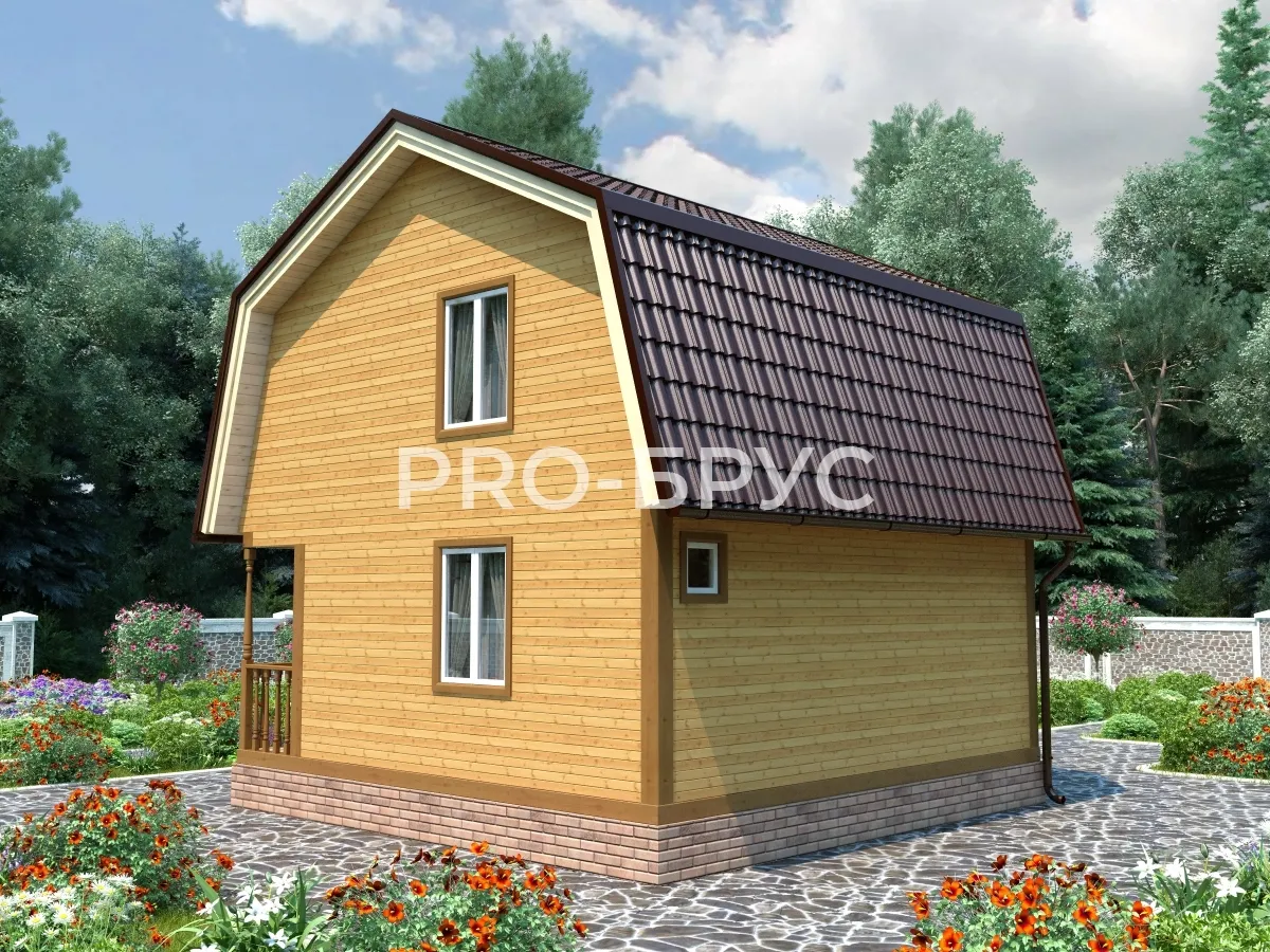 Проект дома из бруса - 6х6 - «Горки-2» - 63 м² - вид слева