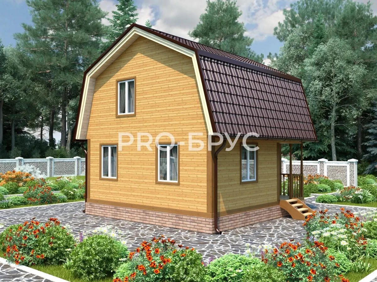Проект дома из бруса - 6х6 - «Лопарево» - 63 м² - вид спереди