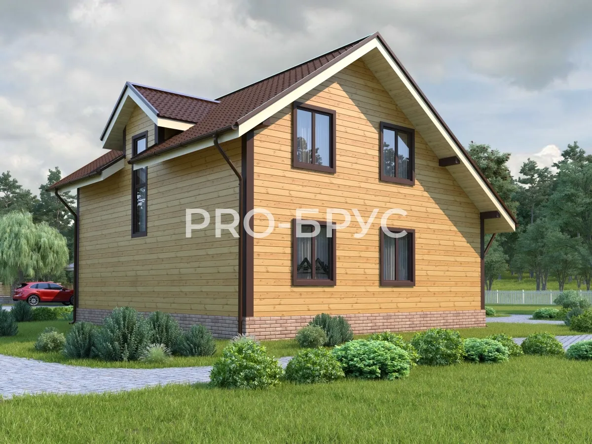 Проект дома из бруса - 9х10 - «Козловы Горы» - 142 м² - вид слева