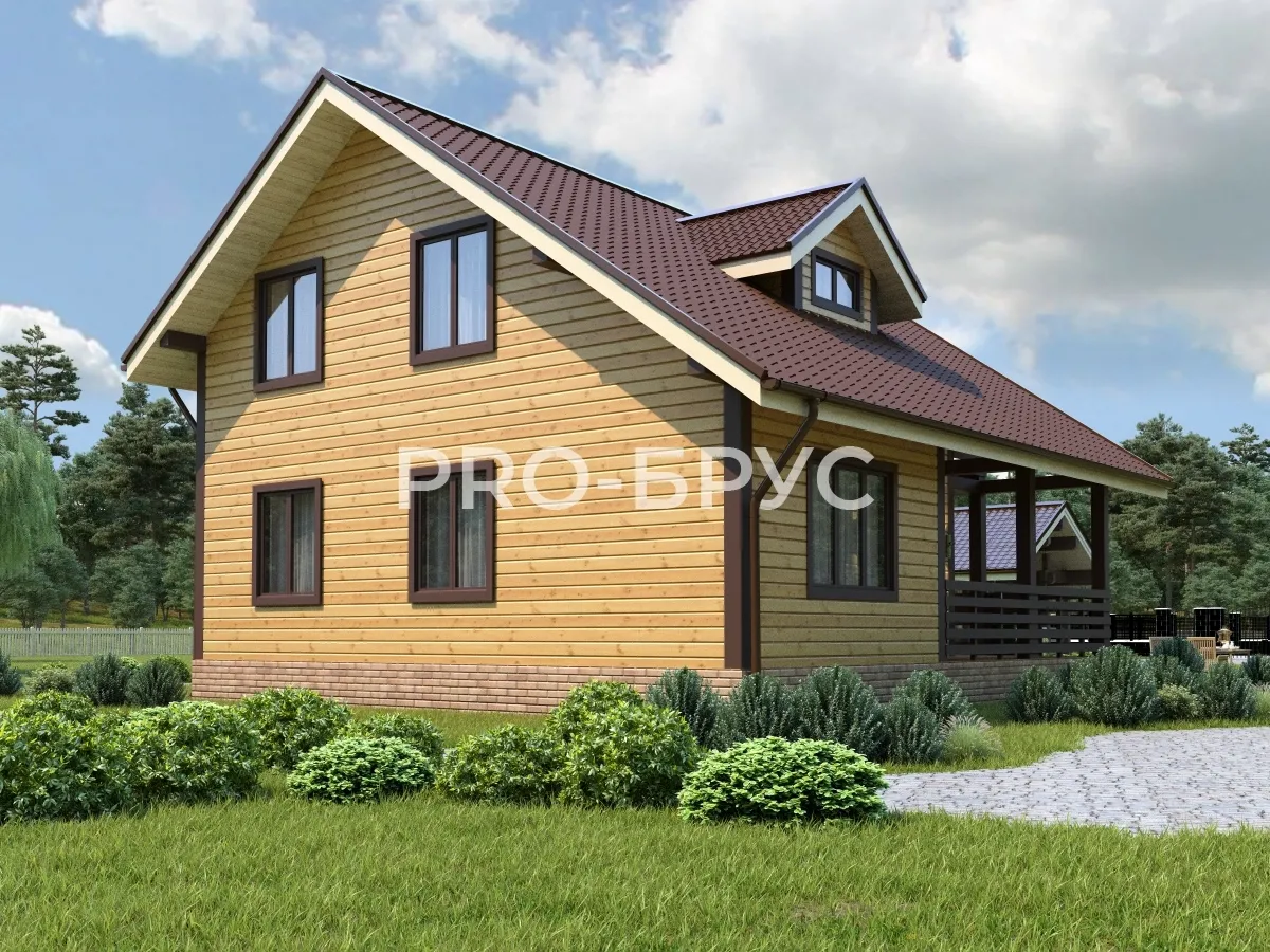 Проект дома из бруса - 9х10 - «Козловы Горы» - 142 м² - вид сзади