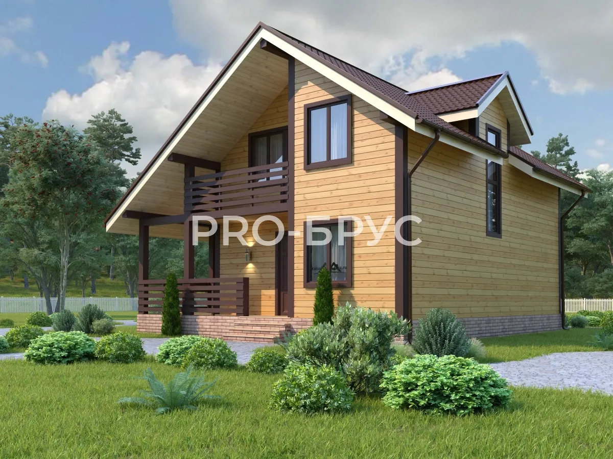 Проект дома из бруса - 9х10 - «Козловы Горы» - 142 м² - вид спереди