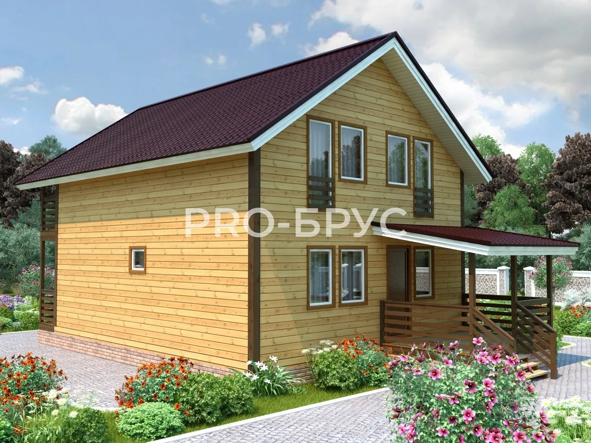 Проект дома из бруса - 7х12 - «Немчиновка» - 162 м² - вид слева