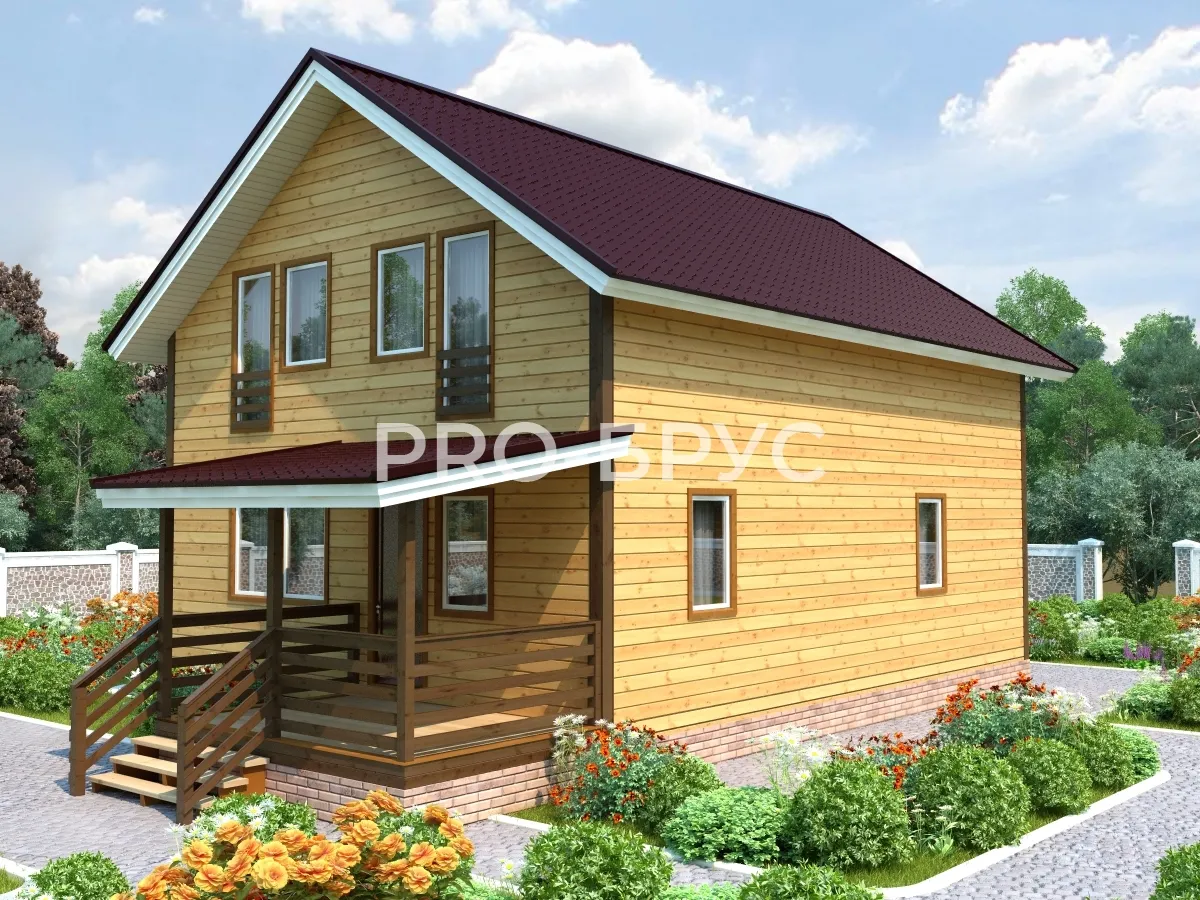 Проект дома из бруса - 7х12 - «Становщиково» - 162 м² - вид спереди