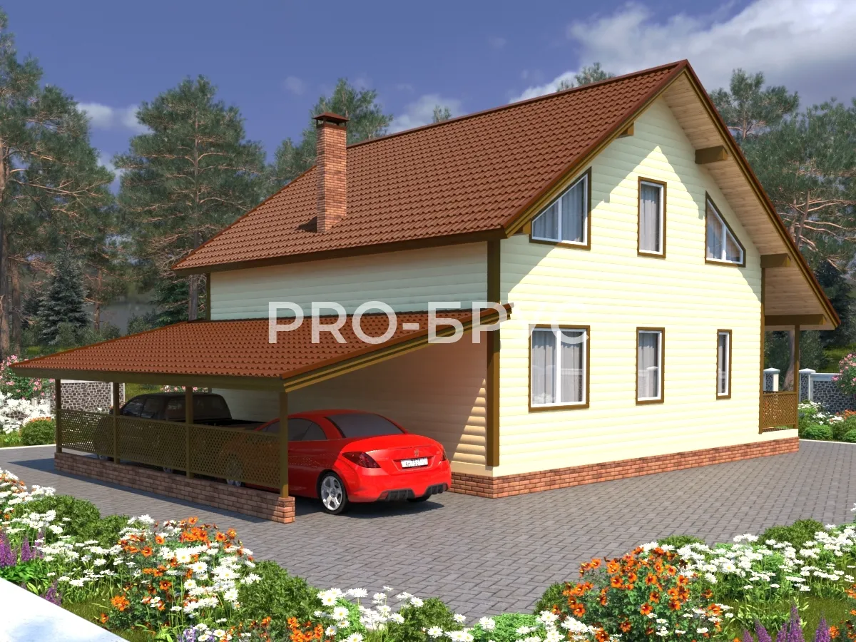 Проект дома из бруса - 10х12 - «Раздоры» - 196 м² - вид сзади