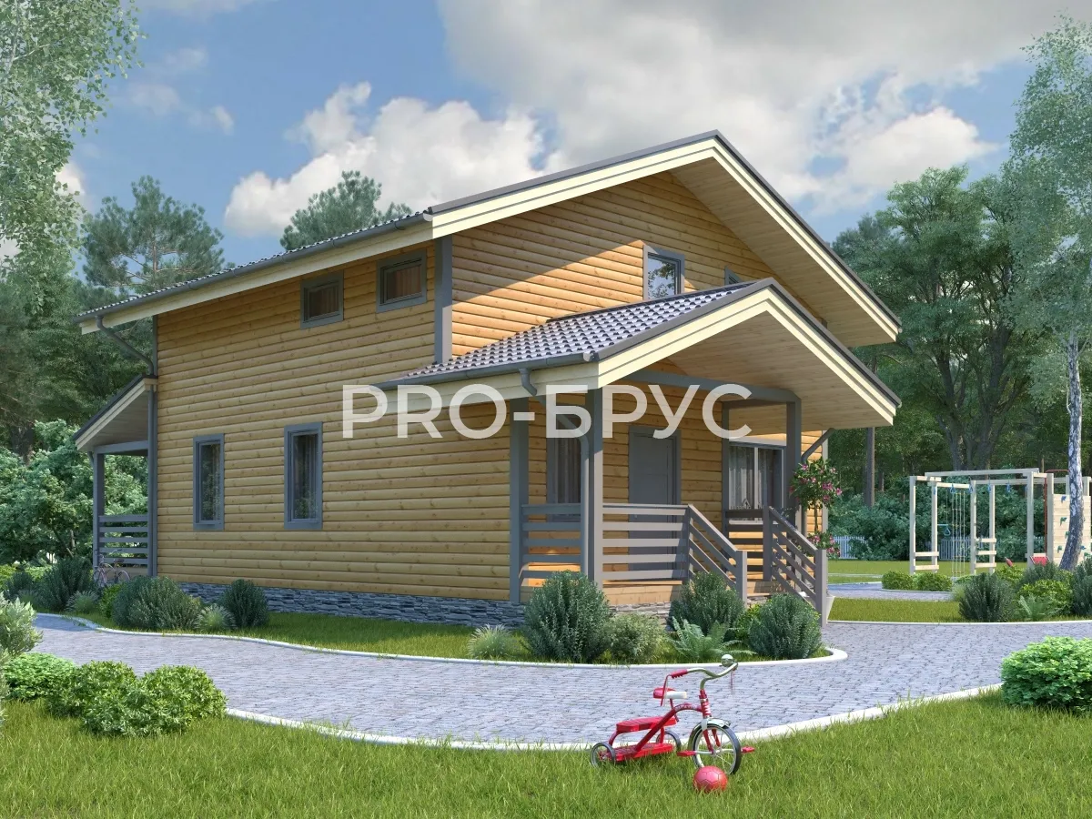 Проект дома из бруса - 9х13 - «Гущино» - 155 м² - вид слева