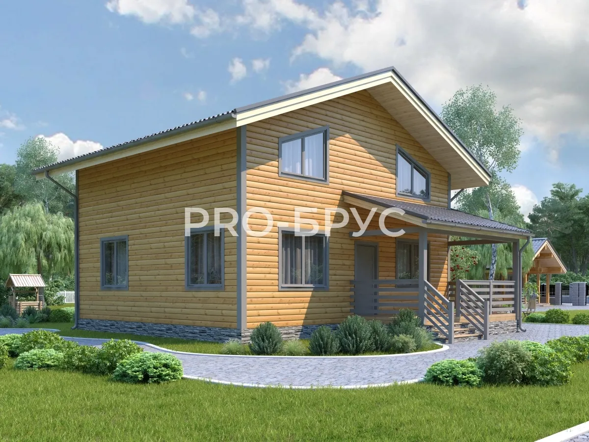 Проект дома из бруса - 9х13 - «Гущино» - 155 м² - вид сзади