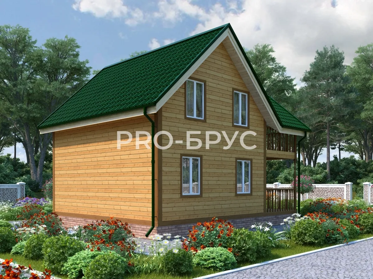 Проект дома из бруса - 7х8 - «Старбеево» - 115 м² - вид сзади