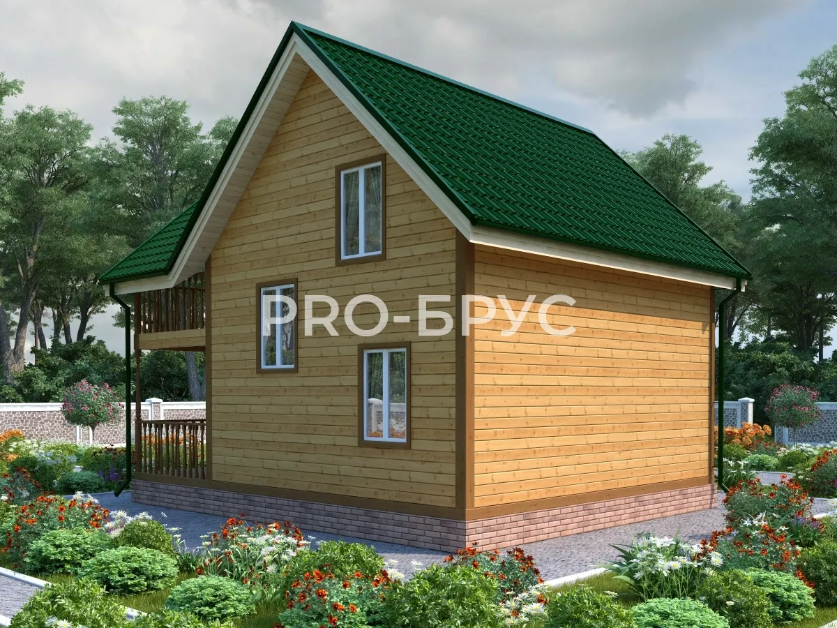 Проект дома из бруса - 7х8 - «Густомесово» - 115 м² - вид слева