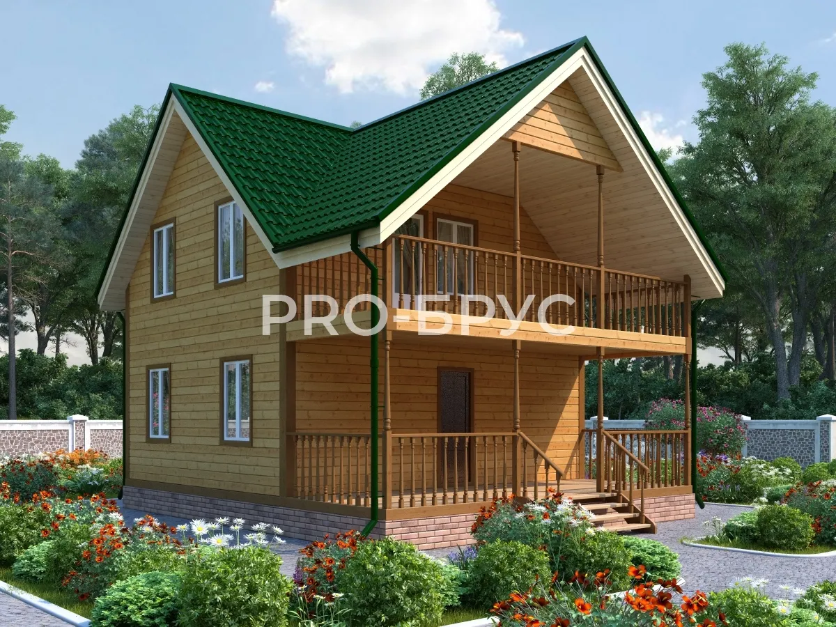 Проект дома из бруса - 7х8 - «Старбеево» - 115 м² - главный вид