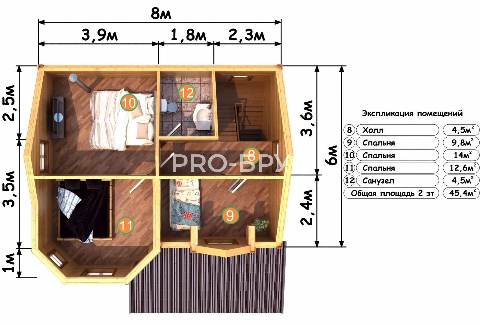 Проект дома из бруса - 8х8 - «Черкизово» - 106 м² - планировка первого этажа
