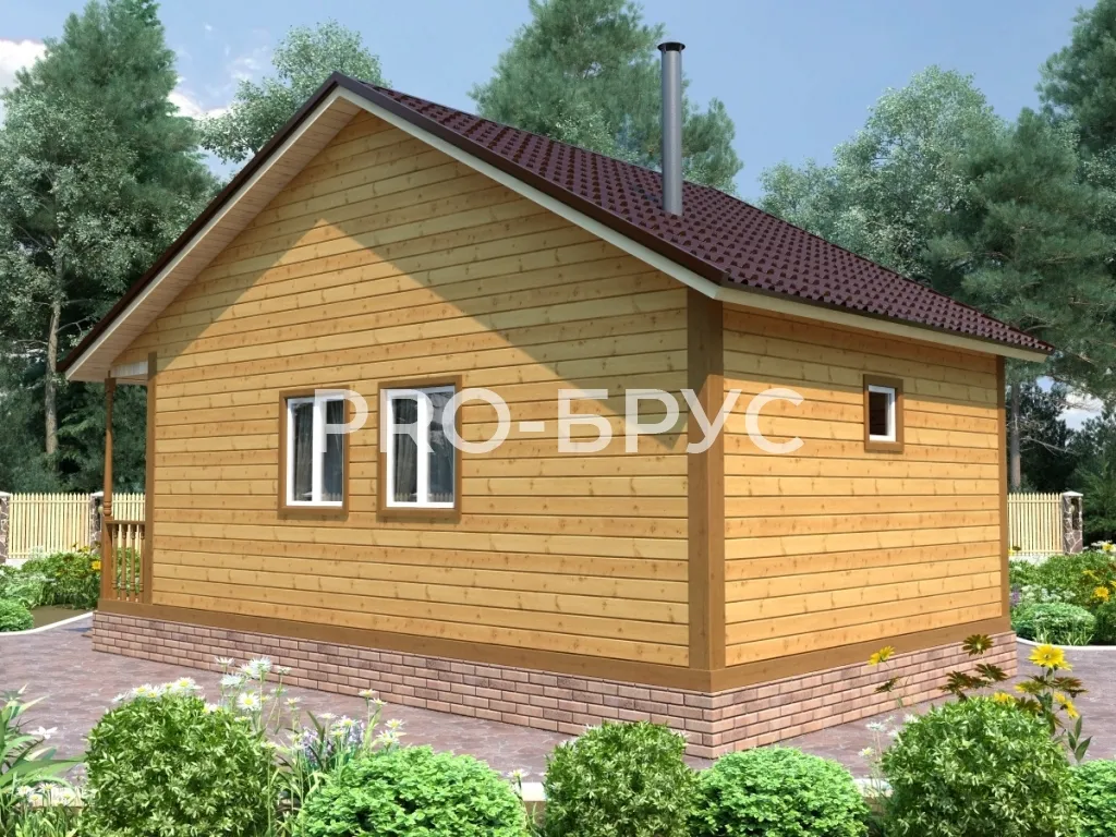 Проект бани из бруса - 6х9 - «Скоропусково» - 47 м² - вид слева