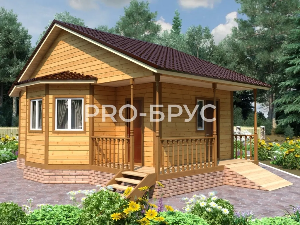 Проект бани из бруса - 6х9 - «Карабаново» - 47 м² - главный вид