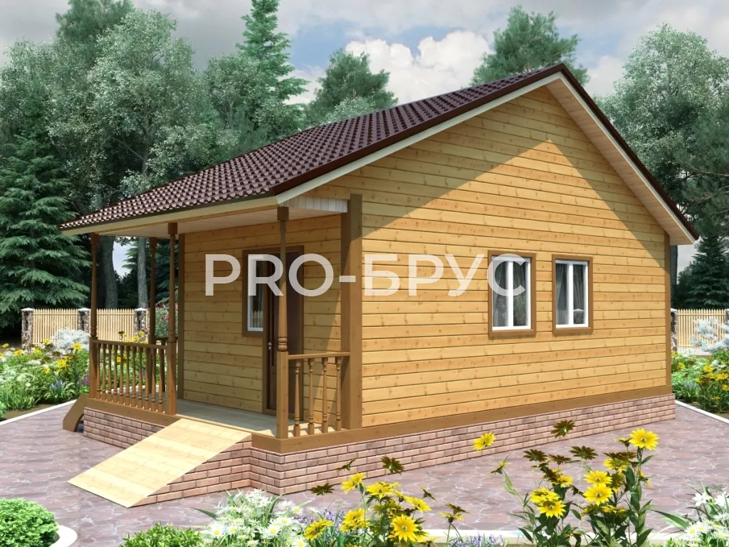Проект бани из бруса - 6х9 - «Карабаново» - 47 м² - вид сзади
