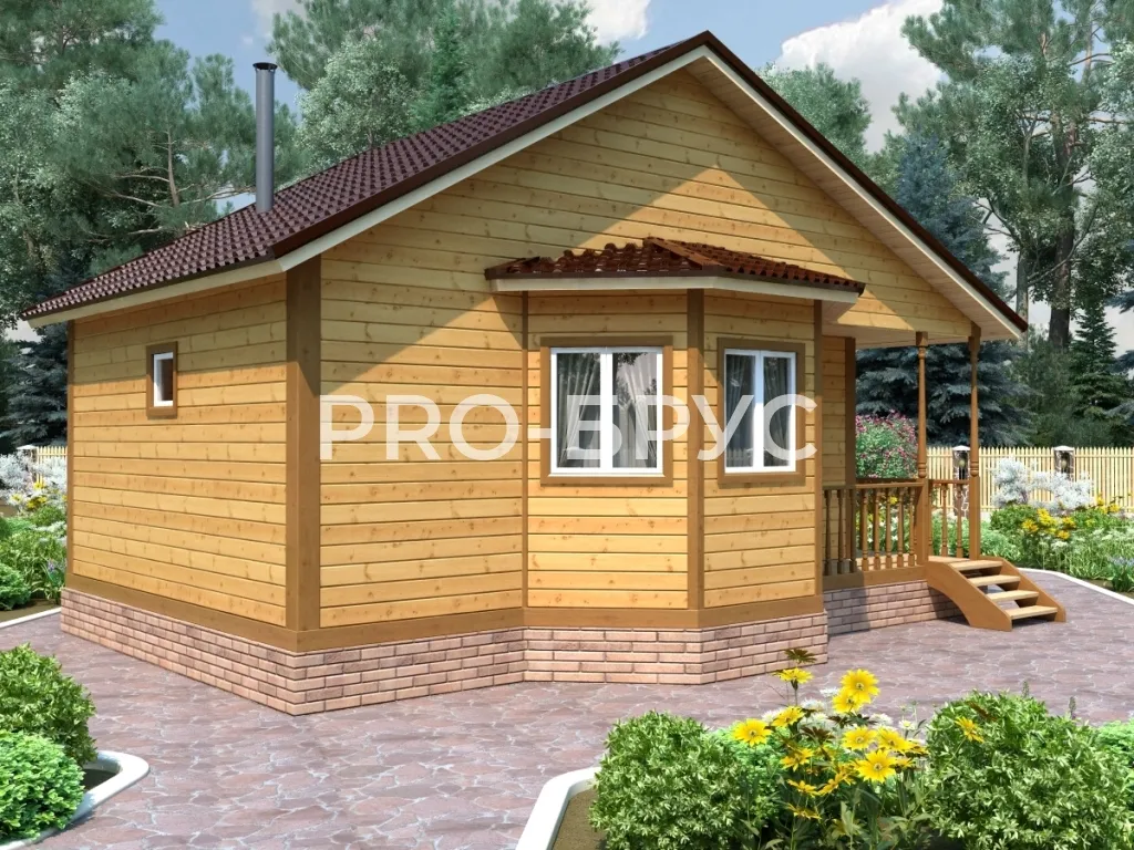 Проект бани из бруса - 6х9 - «Скоропусково» - 47 м² - вид спереди