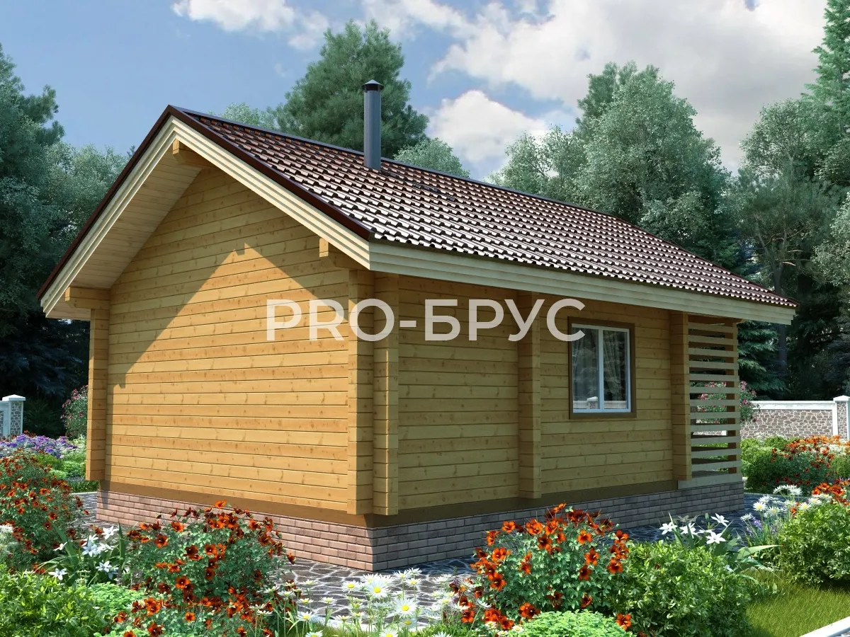 Проект бани из бруса - 6х8 - «Дарьино» - 48 м² - вид слева