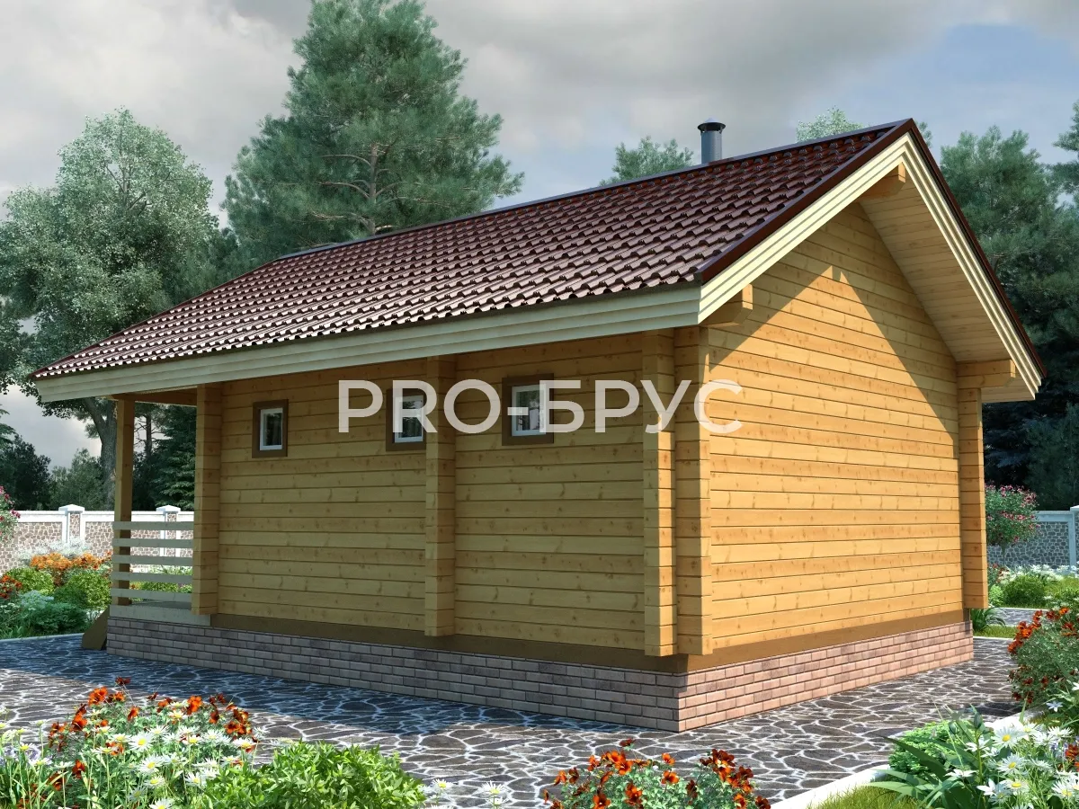 Проект бани из бруса - 6х8 - «Молвитиново» - 48 м² - вид сзади