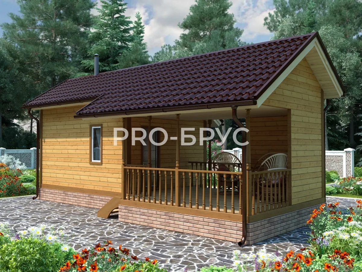 Проект бани из бруса - 5х10 - «Пустынь» - 39 м² - главный вид