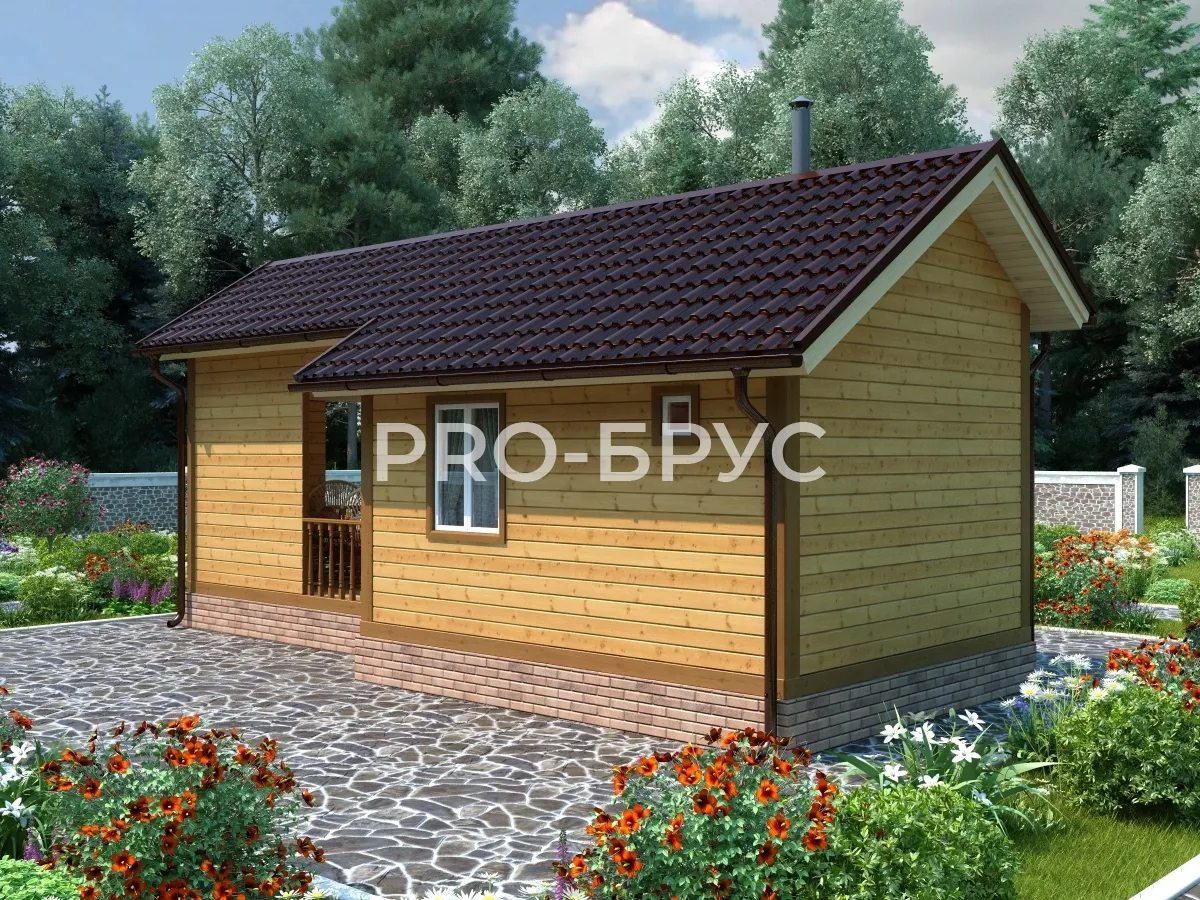 Проект бани из бруса - 5х10 - «Пустынь» - 39 м² - вид слева