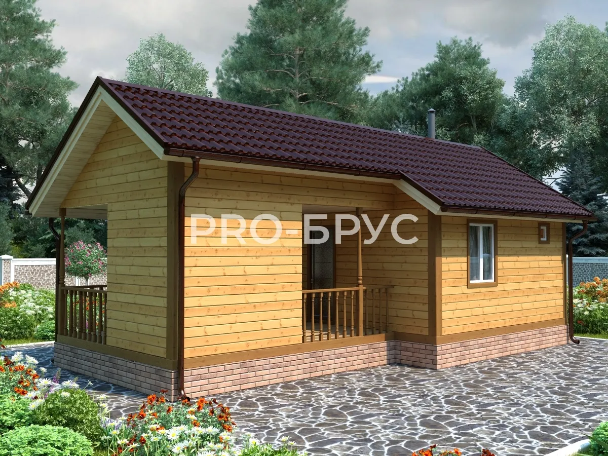Проект бани из бруса - 5х10 - «Пустынь» - 39 м² - вид спереди