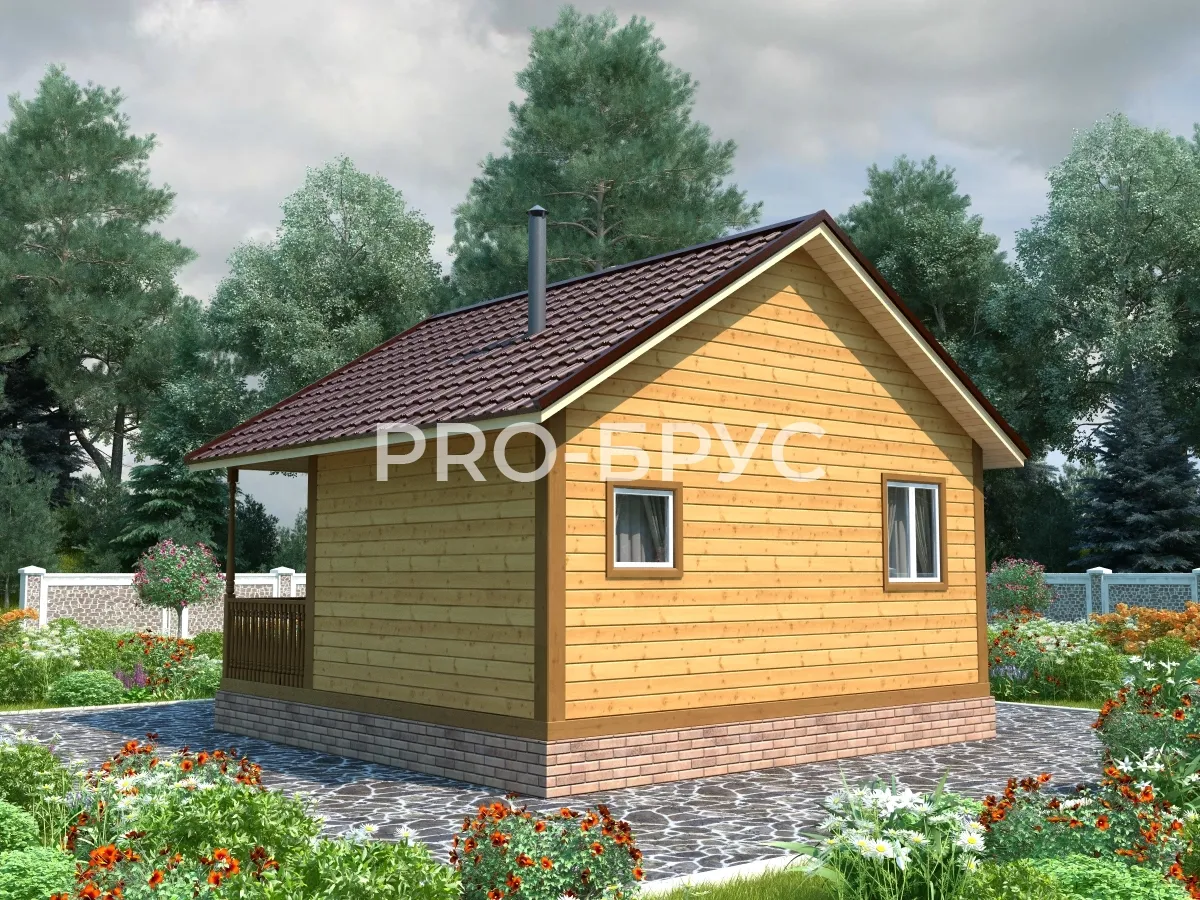 Проект бани из бруса - 6х6 - «Панино» - 36 м² - вид слева