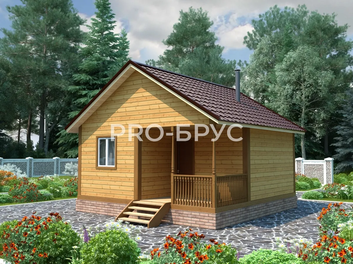 Проект бани из бруса - 6х6 - «Панино» - 36 м² - главный вид