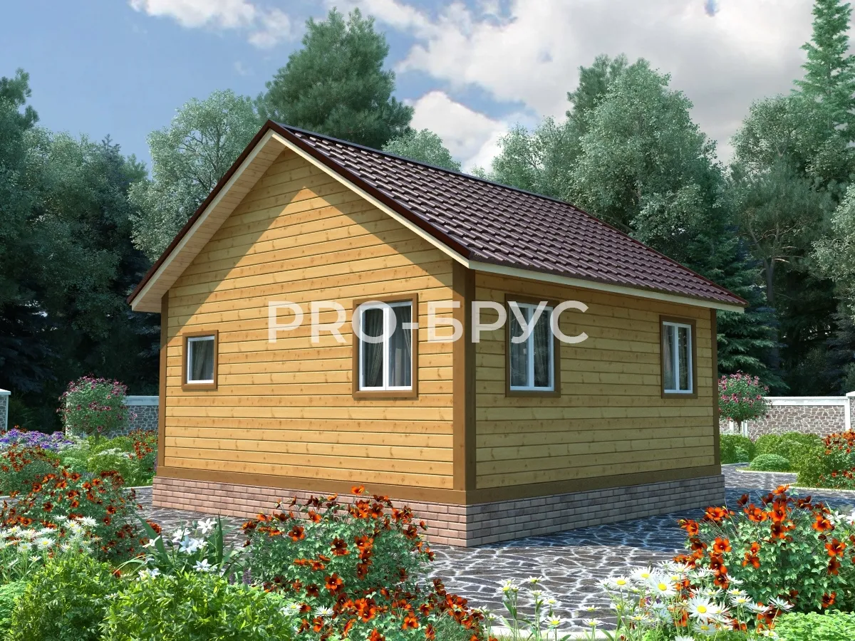 Проект бани из бруса - 6х6 - «Панино» - 36 м² - вид сзади