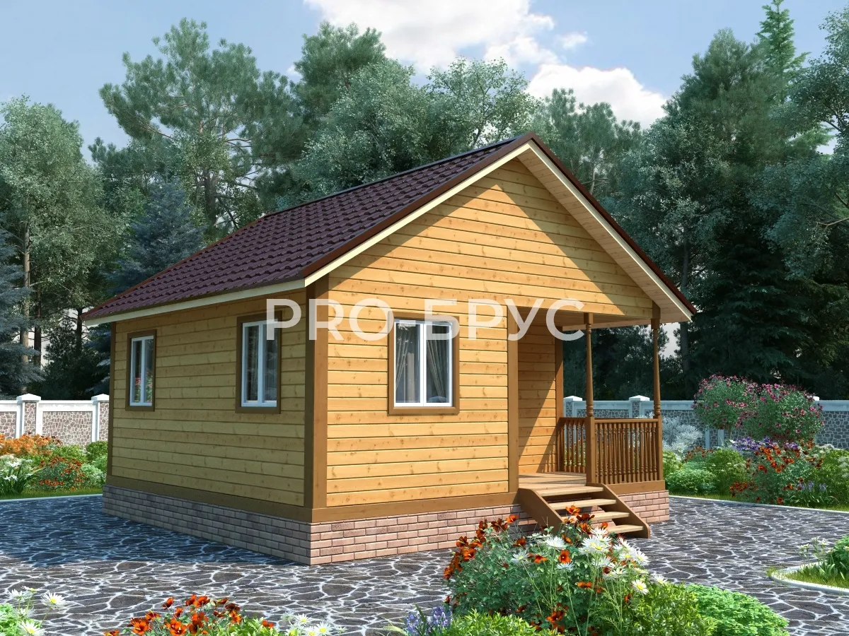 Проект бани из бруса - 6х6 - «Ерино» - 36 м² - вид спереди