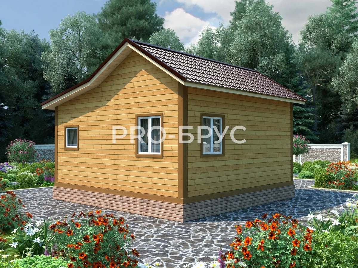 Проект бани из бруса - 6х6 - «Фёдоровское» - 36 м² - вид сзади