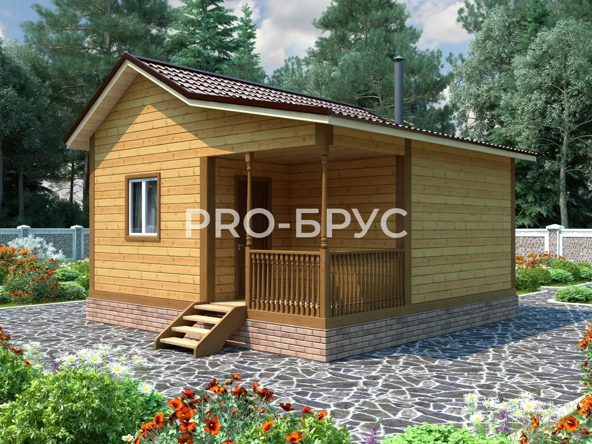 Проект бани из бруса - 6х6 - «Фёдоровское» - 36 м² - главный вид