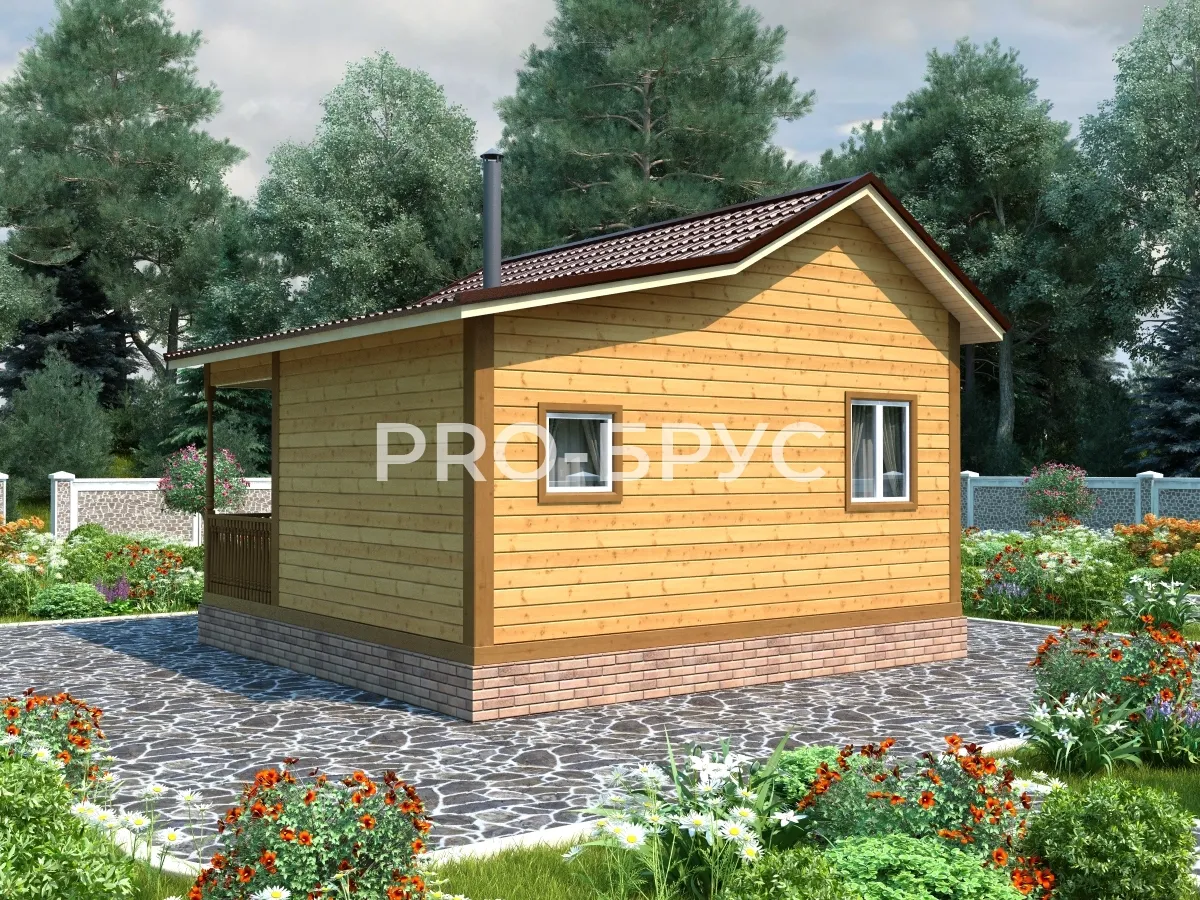 Проект бани из бруса - 6х6 - «Фёдоровское» - 36 м² - вид спереди