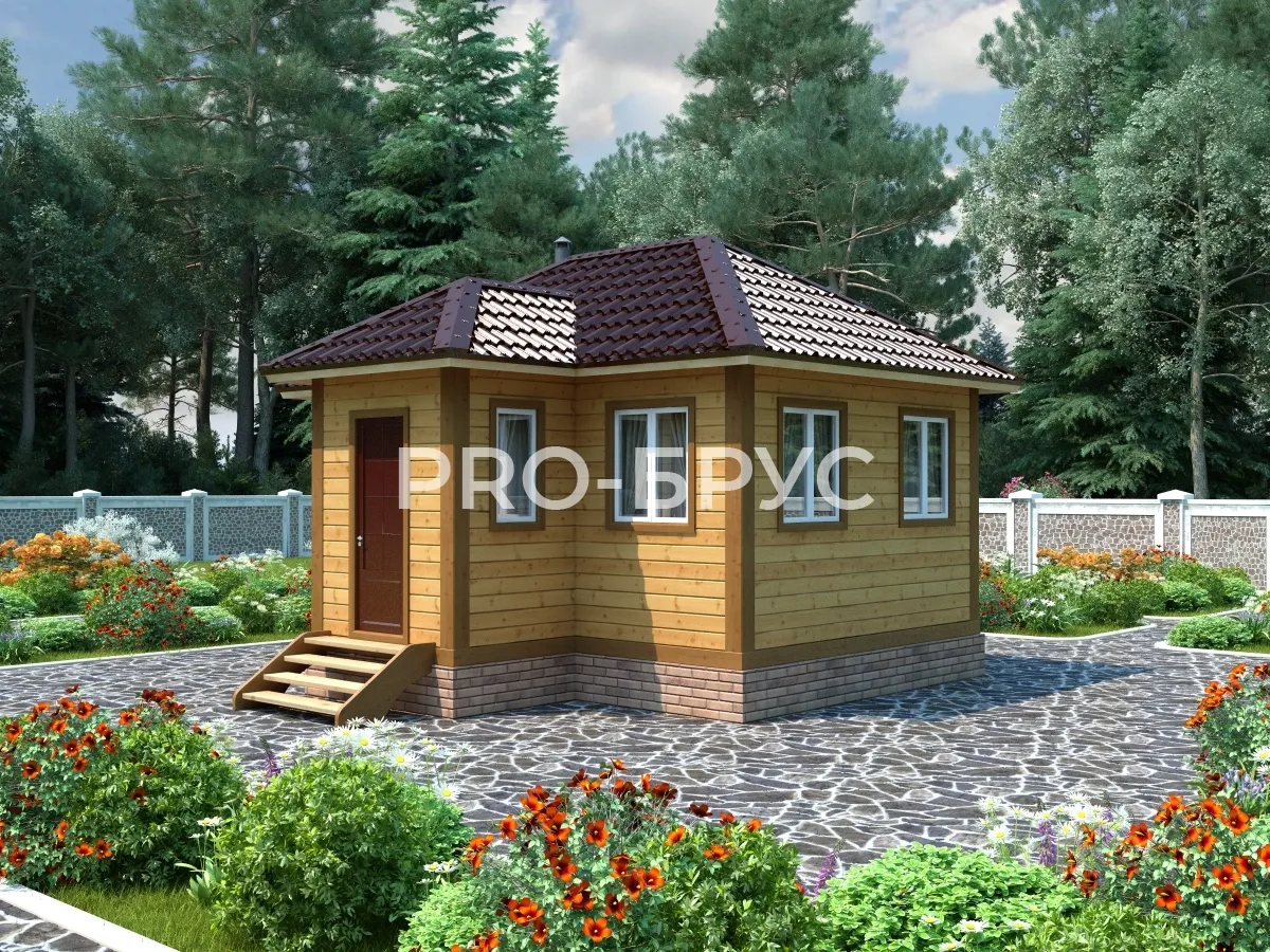 Проект бани из бруса - 5х6 - «Богослово» - 27 м² - главный вид