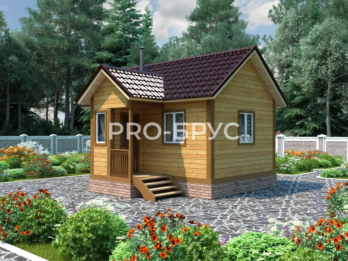 Проект бани из бруса - 5х6 - «Пеньки» - 27 м² - главный вид