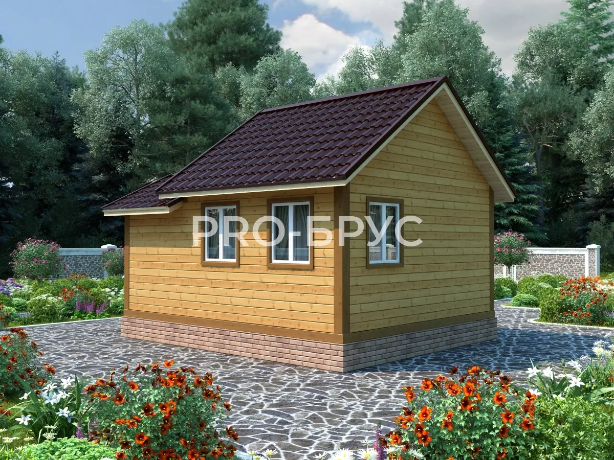 Проект бани из бруса - 5х6 - «Куниково» - 26 м² - вид слева