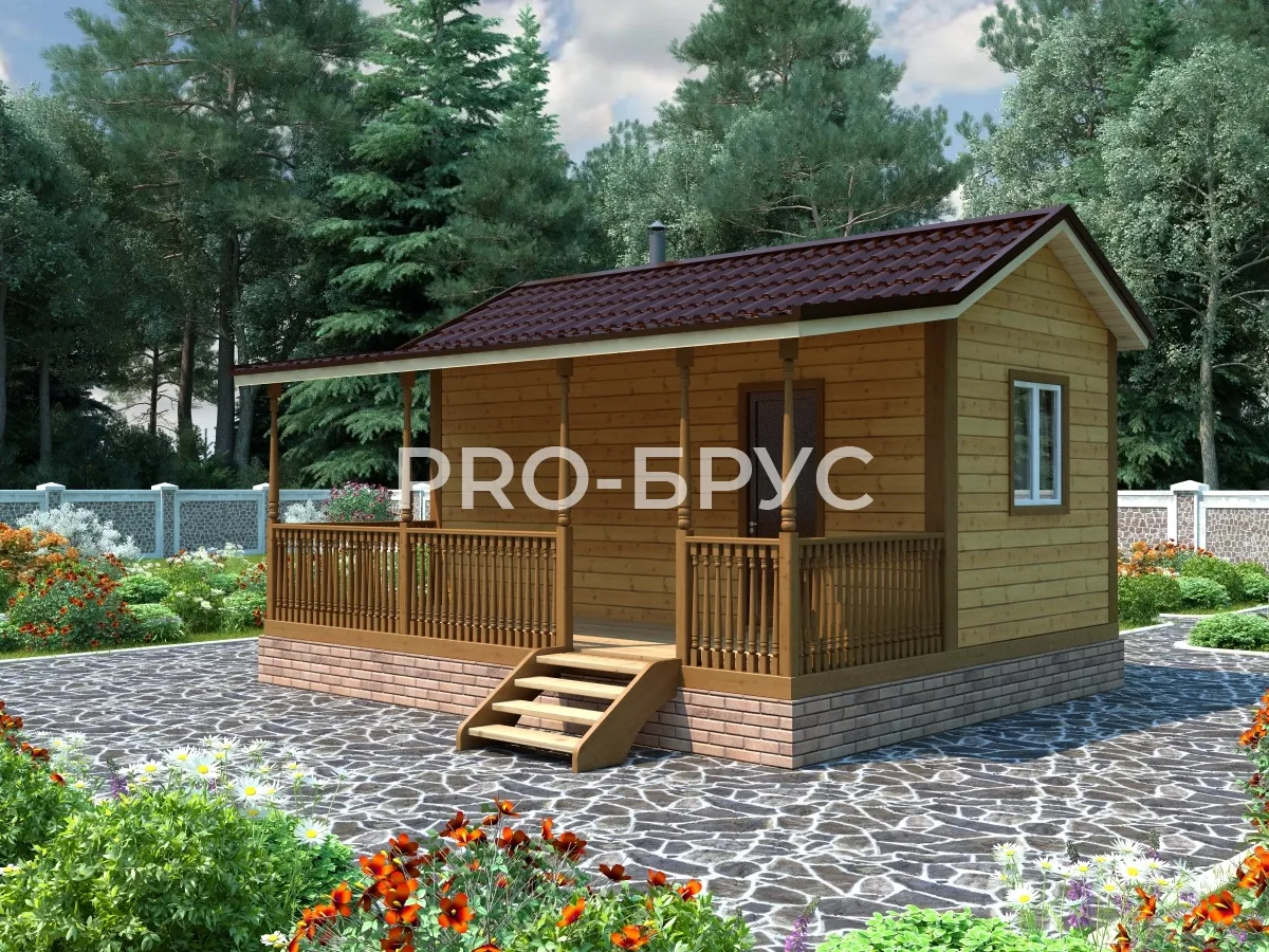 Проект бани из бруса - 5х6 - «Куземино» - 30 м² - главный вид