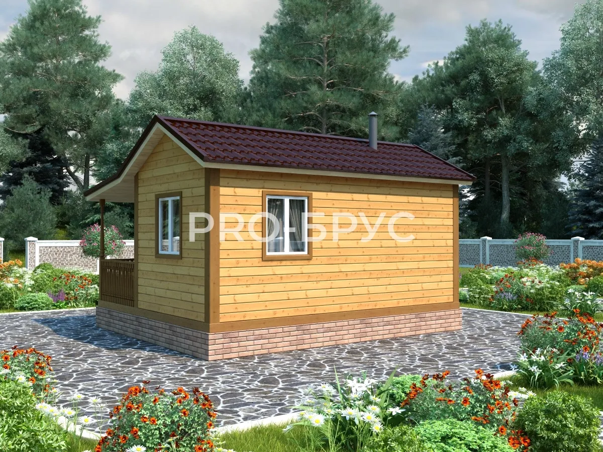 Проект бани из бруса - 5х6 - «Куземино» - 30 м² - вид слева